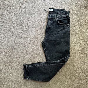 Zara Jeans Women's 32 High Rise Distressed Relaxed Fit Tapered Leg Black
